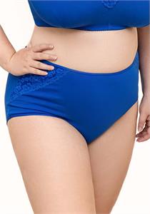 Women Cotton and Lace Full Brief Blue